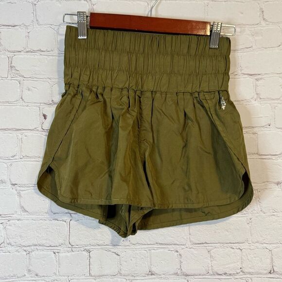 FP Movement by Free People Pants - FP Movement By Free People High Waist Green Shorts with Elastic Waistband
